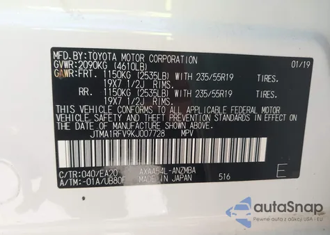 2019 Toyota Rav4 Xle Premium z USA, uszkodzony, nr VIN JTMA1RFV9KJ007728